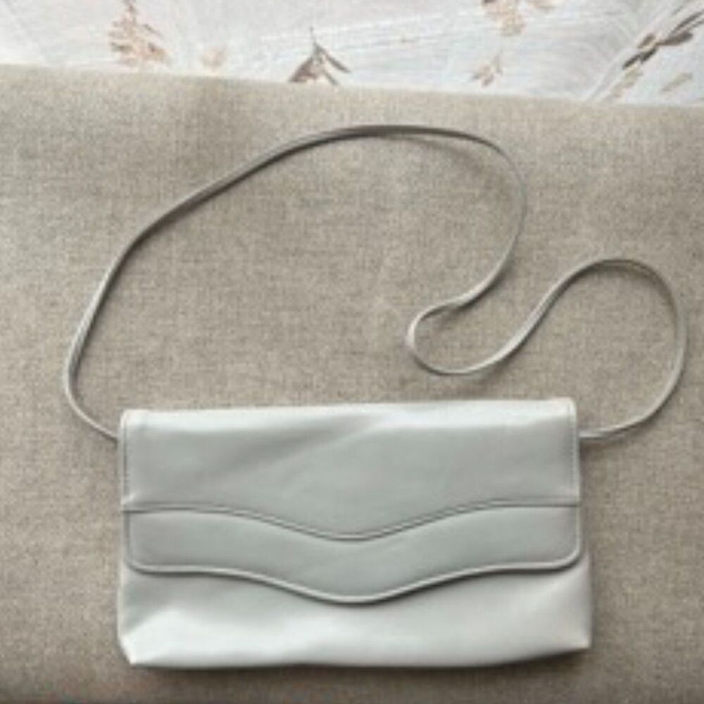 Light Gray Leather Crossbody Bag Minimalist Shoulder Purse Small Classic Bag